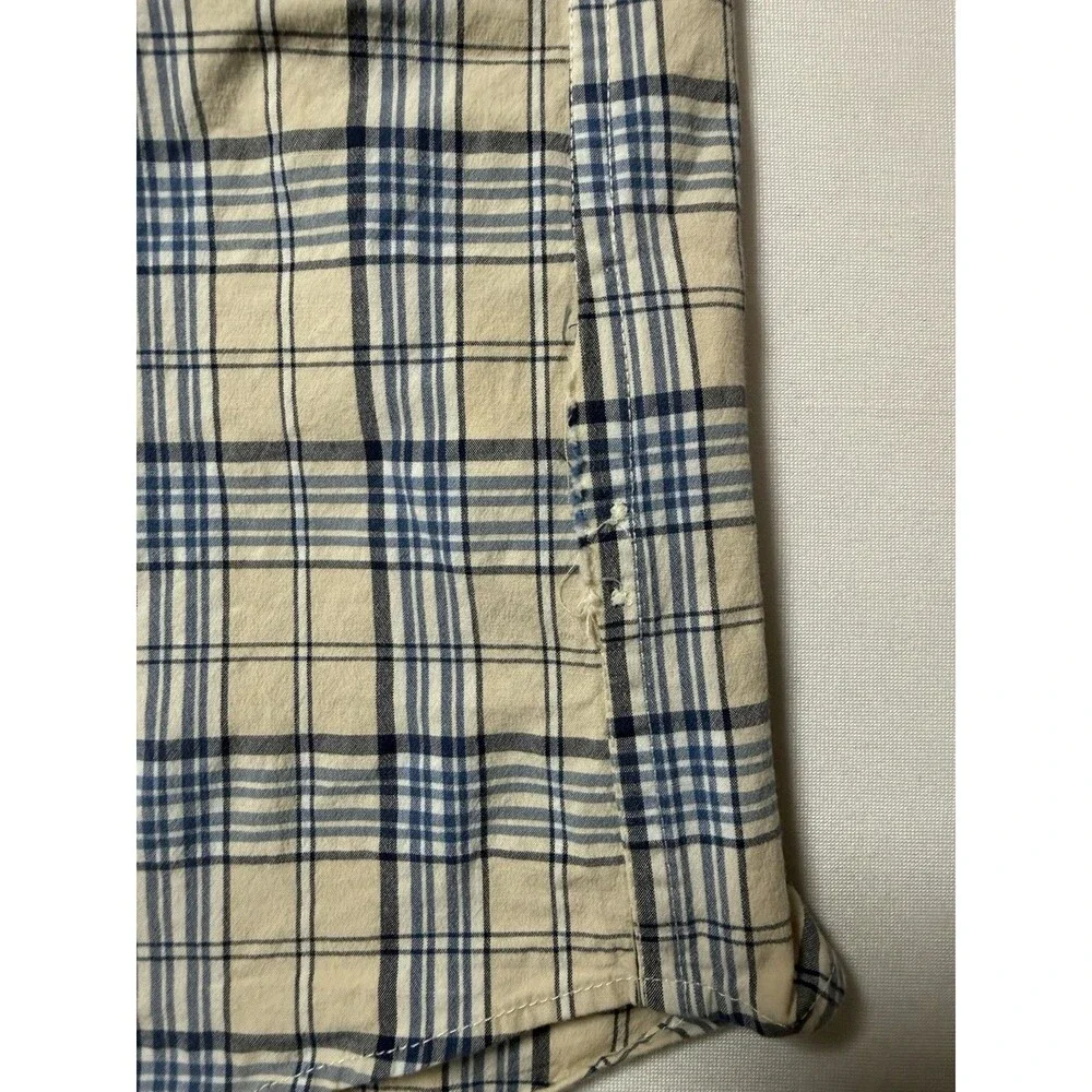 J.CREW Shirt Men’s Long Sleeve Beige Plaid Button Down Cotton Shirt Size Large